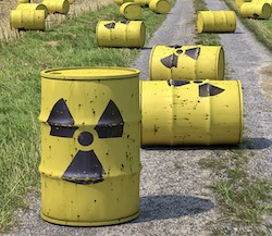 Nuclear waste barrels.